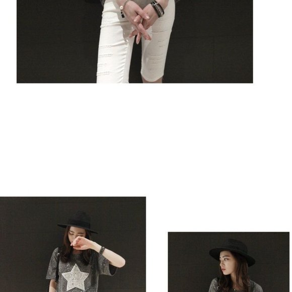 Short-Sleeve Star Printed Glitter T-Shirt Tee Size Small Gray - Picture 8 of 10